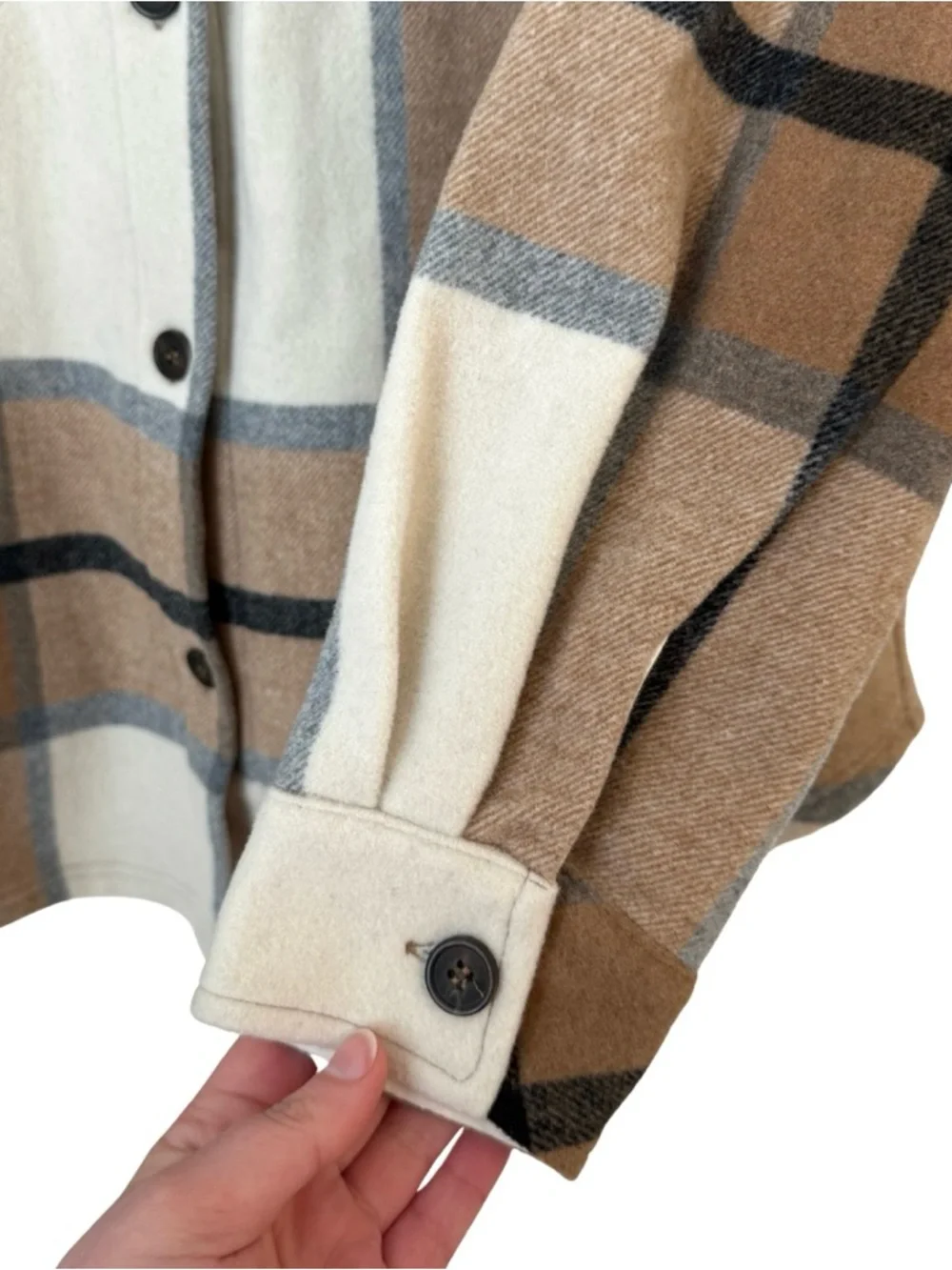 Woolx Sawyer Oversized Merino Wool Shacket Espresso Plaid S Brown Shirt Jacket - Picture 8 of 10